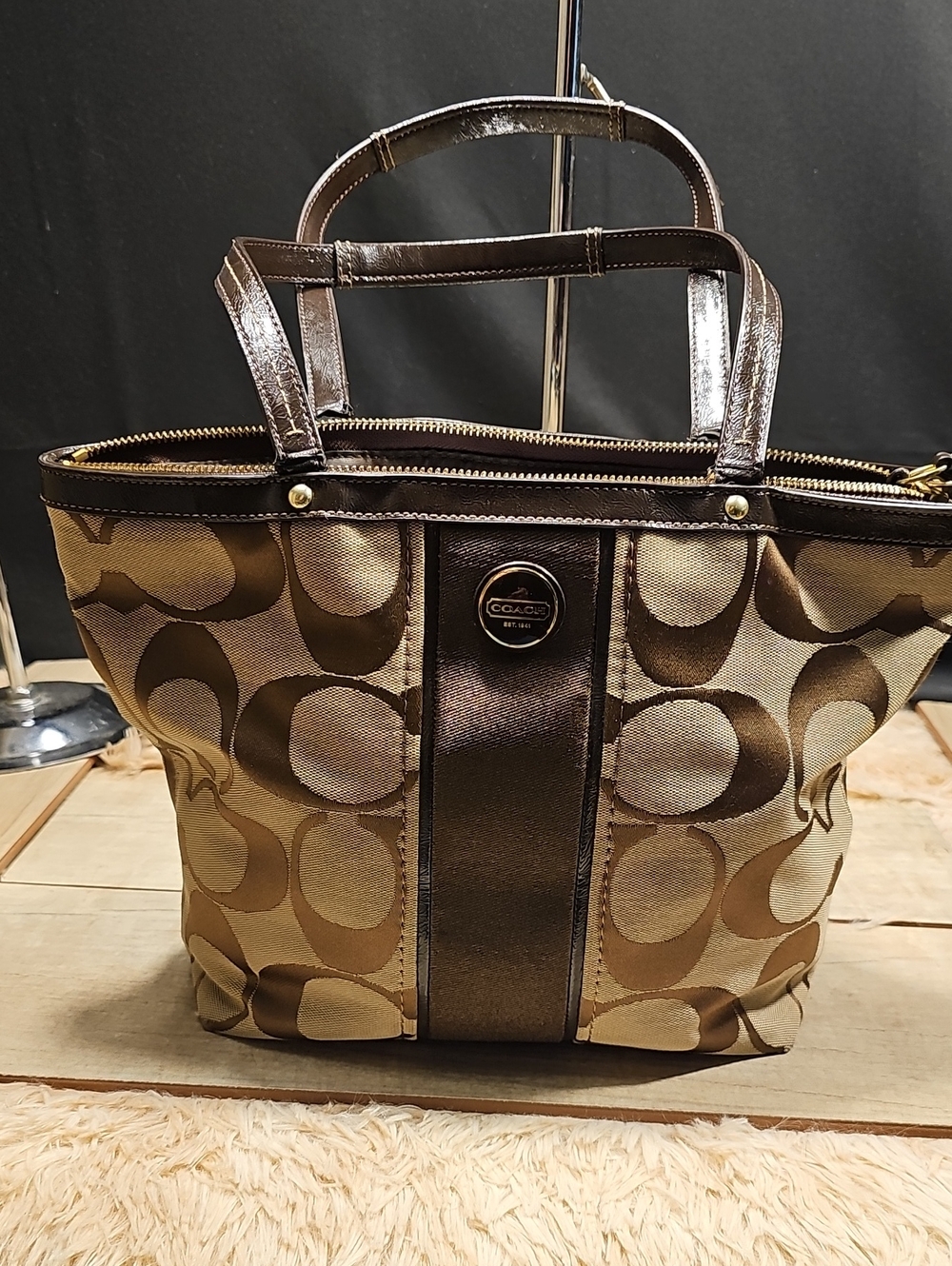 Coach 1941 Signature Canvas Tote in Brown and Tan